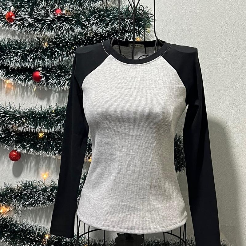 Áo raglan thun gân baby tee ( mẫu mới tay dài ) 2