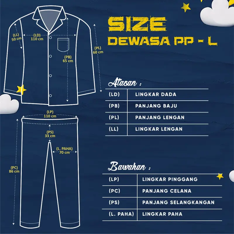 Cleopatra Piyama Wanita PP ( L, XXL ) Bahan Microtex / Motif Karakter / Setelan Baju Tidur Lengan Panjang Poliester 1