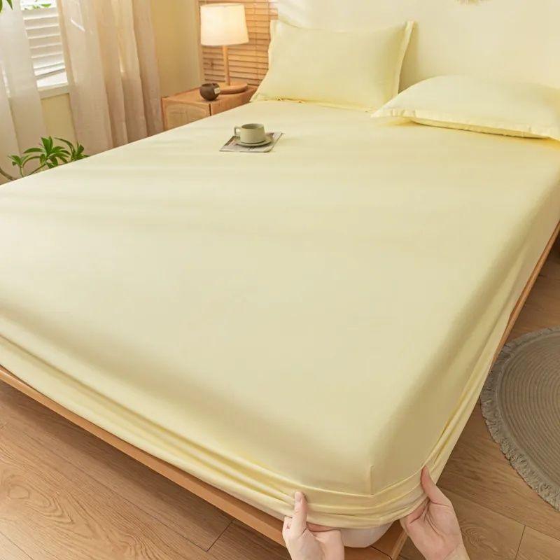 Product Introduction of INS Style Solid Color Fitted Sheet One-Piece Bedspread Student Dormitory Simmons Dust Cover Mattress Cover Pillowcase Universal 20