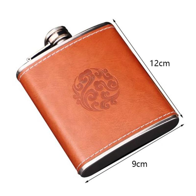 Drinkware 7oz Leather Cover Hip Flask Stainless Steel Unbreakable Whisky Flagon Durable Drop-resistant Liquor Pocket Winter 2