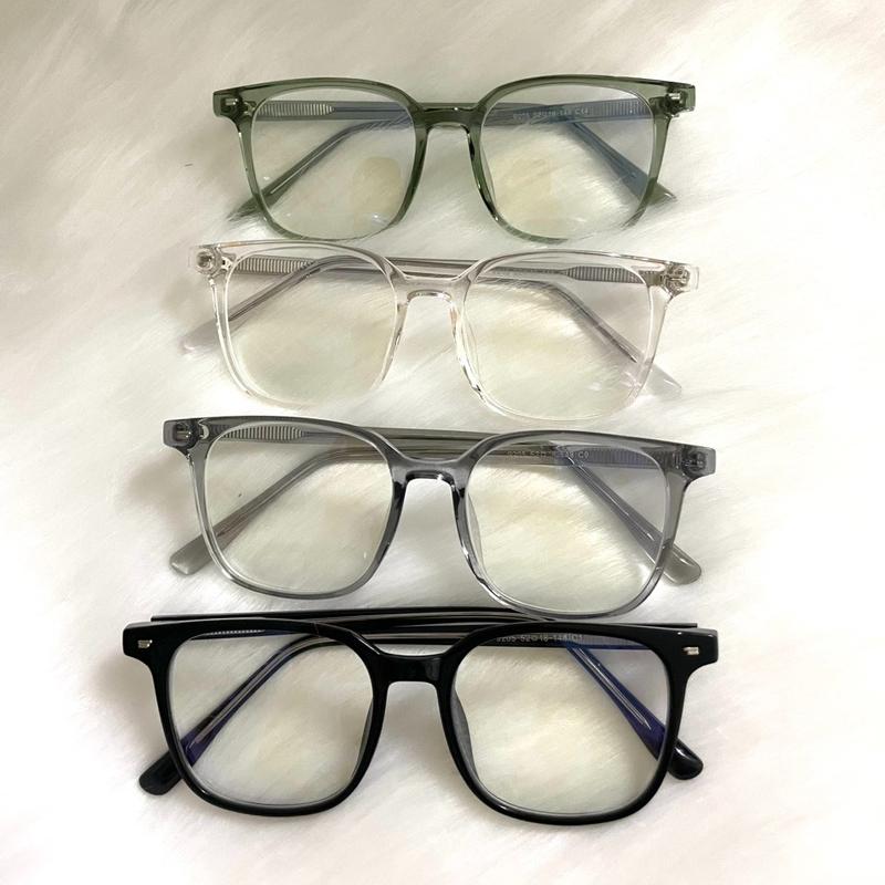 Mã 9205-Gọng kính lõi kim loại 0 độ phối viền nhựa dẻo form vuông tròn giành cho mặt to Mắt Kính