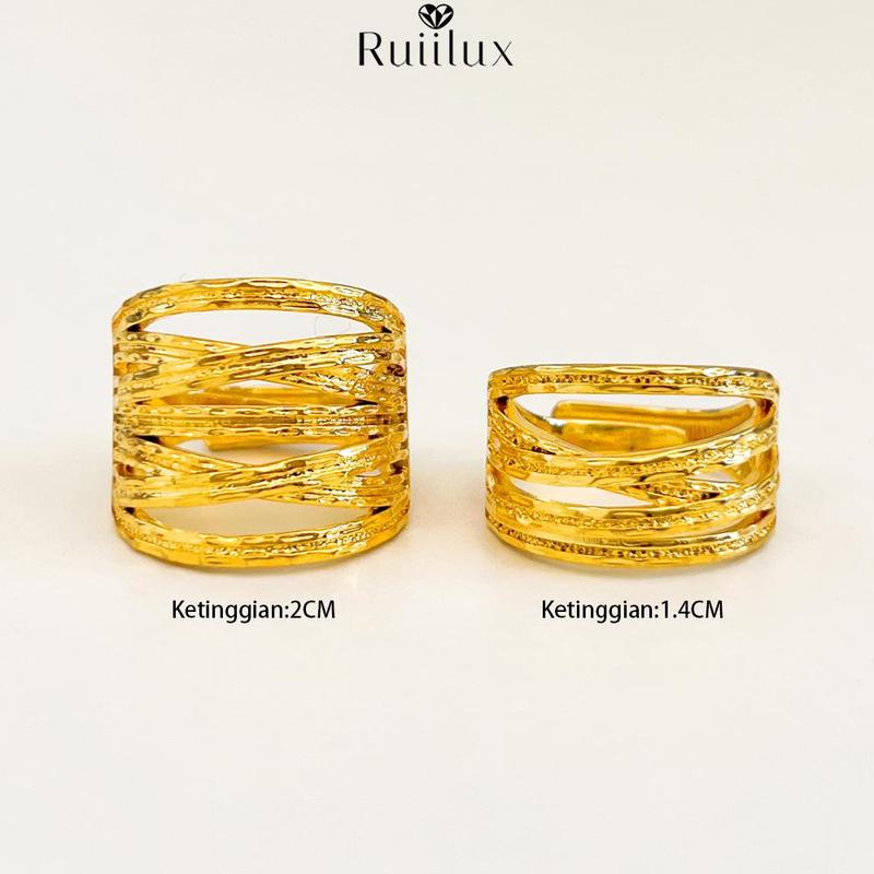 Product Introduction of Gold plated titanium ring, Nabila ring, cross circumference line design, not fade, height 2cm/1.5cm, with adjustable size 2