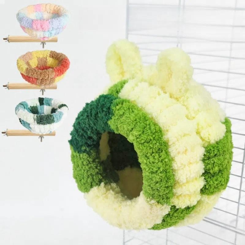 Cute Warm Winter Bird Nest Hanging Bird Cage Accessories Parrot Hideaway Colorful Small Pet House for Hummingbird 1