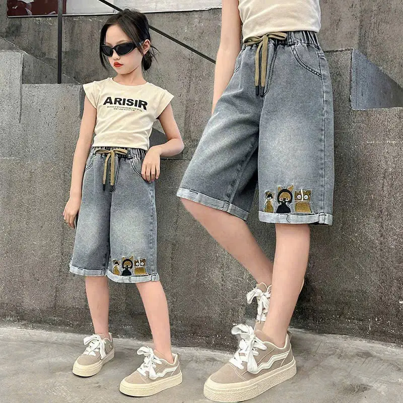 Quần Jean Ngố Cho Bé Gái Có Họa Tiết Thêu Cực Xinh 0