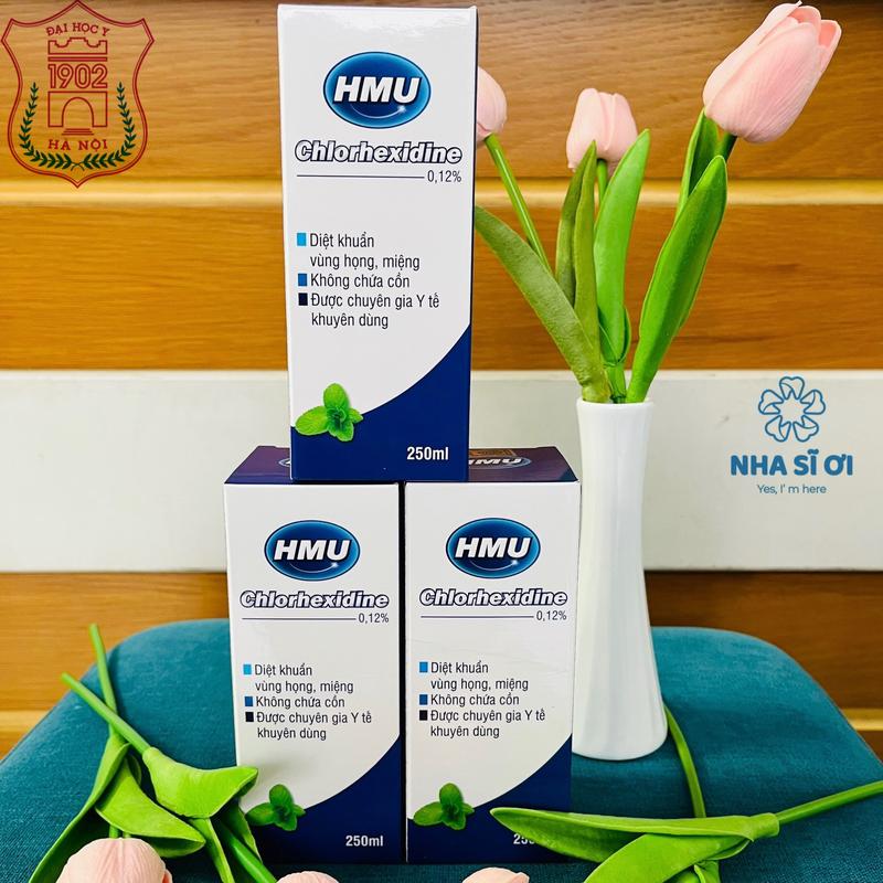 Combo 3 Nước súc miệng diệt khuẩn HMU Chlorhexidine 0.12% - Đại học Y Hà Nội, Hỗ trợ diệt khuẩn, chống sâu răng, thơm miệng và trắng răng.