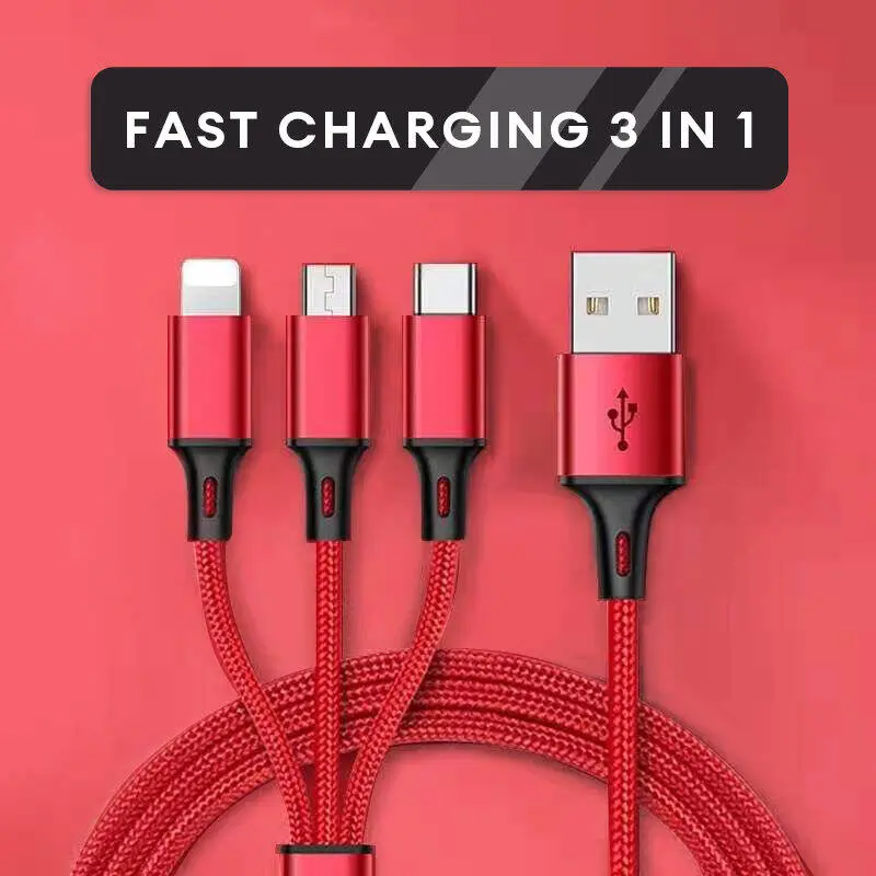 สายชาร์จ USB, 3 in 1, สายชาร์จเร็ว, Type C/Android Micro, สายโทรศัพท์ USB หลายสาย