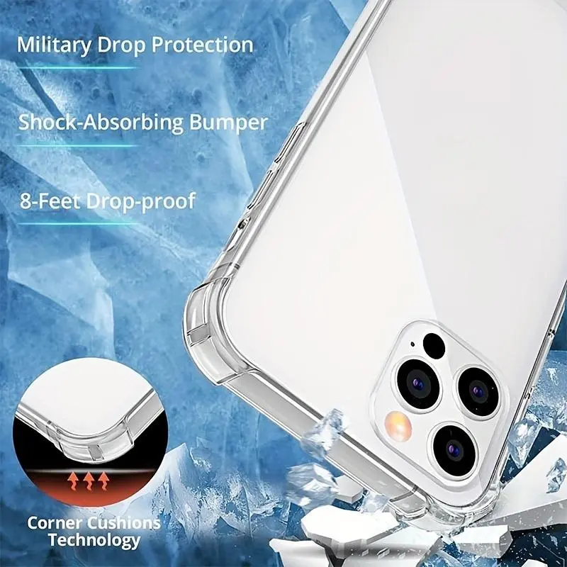 Clear Phone Case With Full Coverage, Four Corners Reinforced Anti-fall Phone Case, Shockproof Cases Cover Phone Cases For iPhone X 11 12 13 14 Pro Max 1