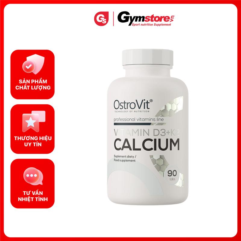 Viên uống OstroVit Vitamin D3 + K2 + Calcium 90 Tablets | Made in Poland