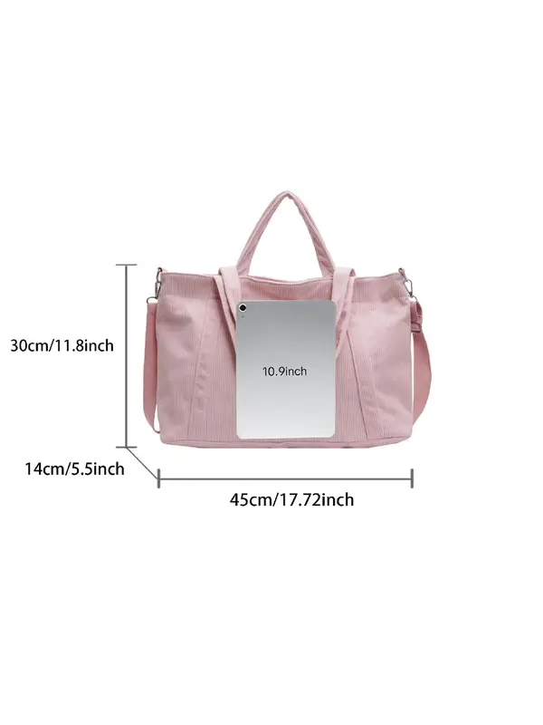 Women's Solid Color Corduroy Crossbody Bag, Fashionable Large Capacity Shoulder Bag for Daily Commute, Casual Trendy Versatile High-quality Daily Commuting Bag 1