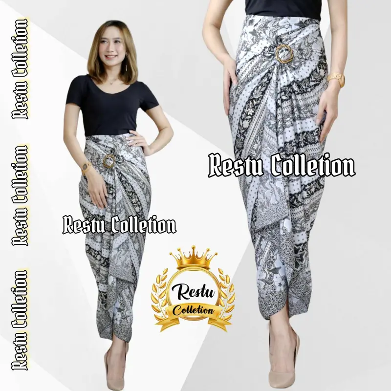 Rok Lilit Warp Skirt Serut Songket Jumputan Panjang Motif Batik Besseller Bawahan Wanita Kebaya Wisuda Kondangan Tunangan Nikahan Bahan Kain Sutra HQ Premium Allsize Mewah Ring Lamaran  Satin Tebal Pesta  Silk Silver 2