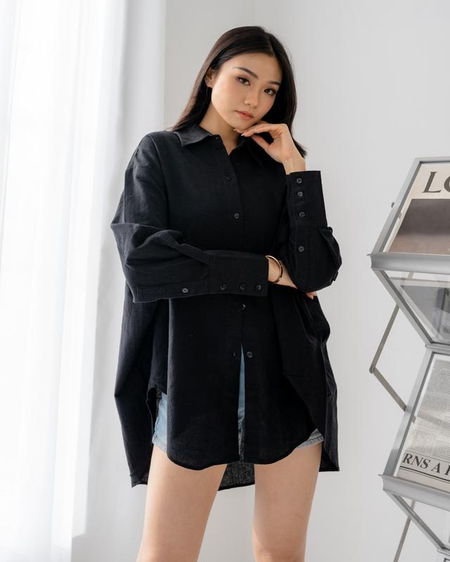 [Seminggu.rtw] Pocca Oversized Shirt / Atasan Wanita / Kemeja Lengan Panjang Wanita / Kemeja Linen / Kemeja Oversized 8