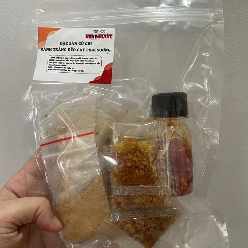 Bánh tráng phơi sương tự trộn,muối nhuyễn, dầu tỏi, hành phi, ớt rim mật ong thơm ngon Ăn Vặt bánhtráng bánh siêudính banh trang Gia Vị Cay