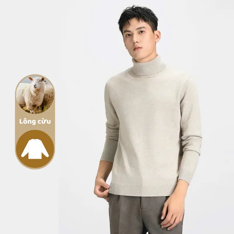 Áo Len Nam Cổ Lọ, Chất Len Mềm Mịn Ấm Áp, Co Dãn Tốt MZCL 1