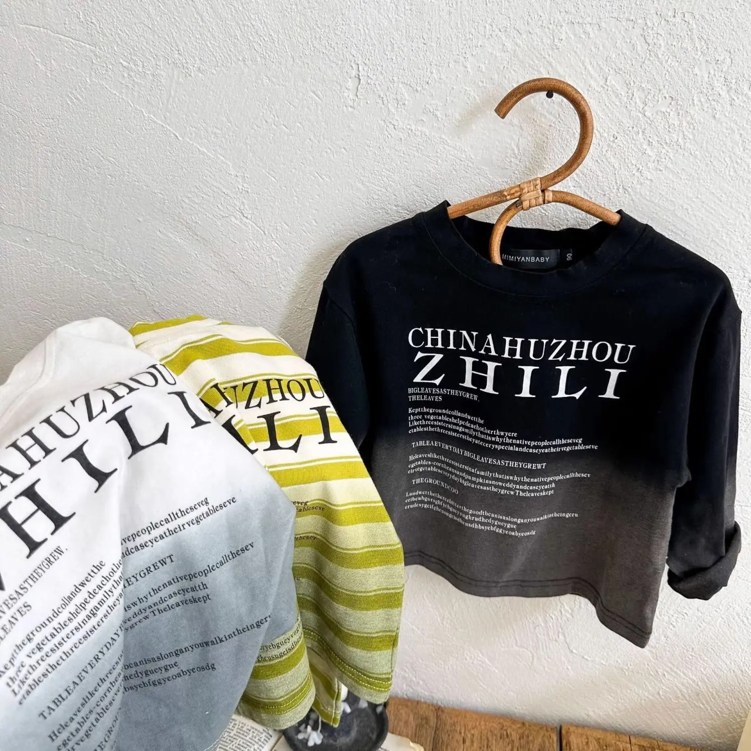 Áo Thun Dài Tay Cho Trẻ Em, Hàng Mới Về Mùa Thu 2023, Dành Cho Bé Trai Và Bé Gái, Thiết Kế Chữ Gradient Cotton Nguyên Chất, Sọc Cho Bé, Phong Cách Nhật Bản, Có Thể Mặc Bên Trong