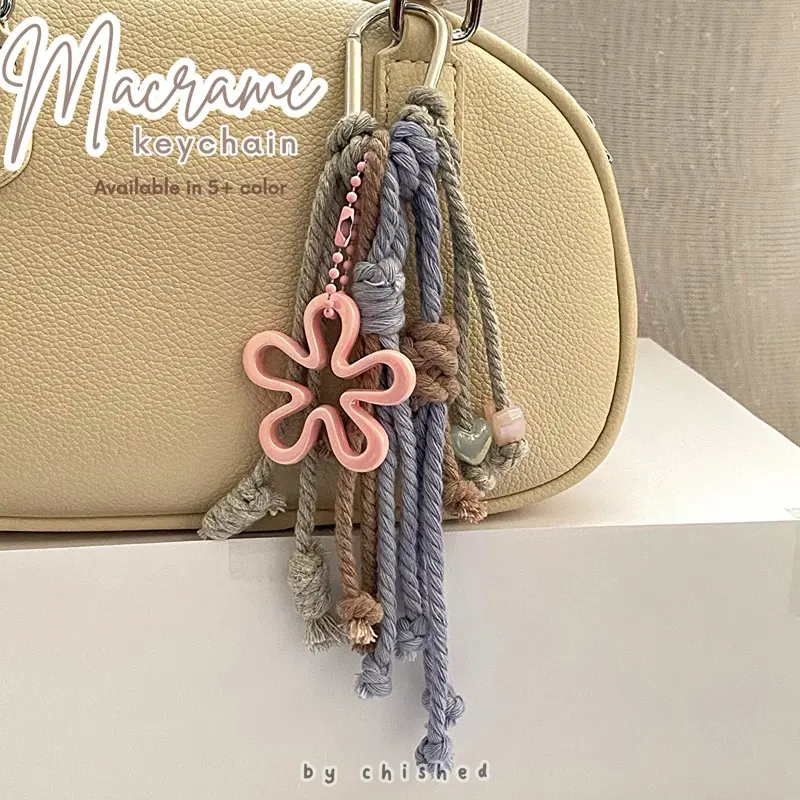Gantungan Tas Tali Ikat Macrame/ Bag Charm Tali Macrame Rumbai/ Keychain MACSPONGE