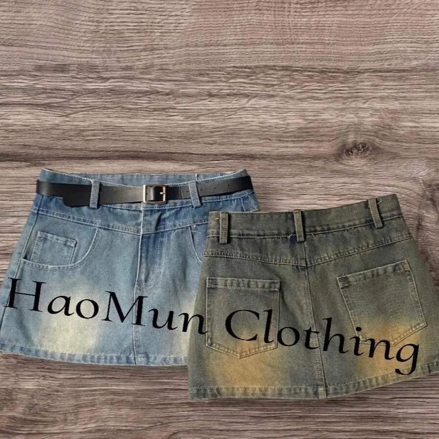 HN-02 Chân váy jeans TÚI NHỎ cạp cao dáng chữ A