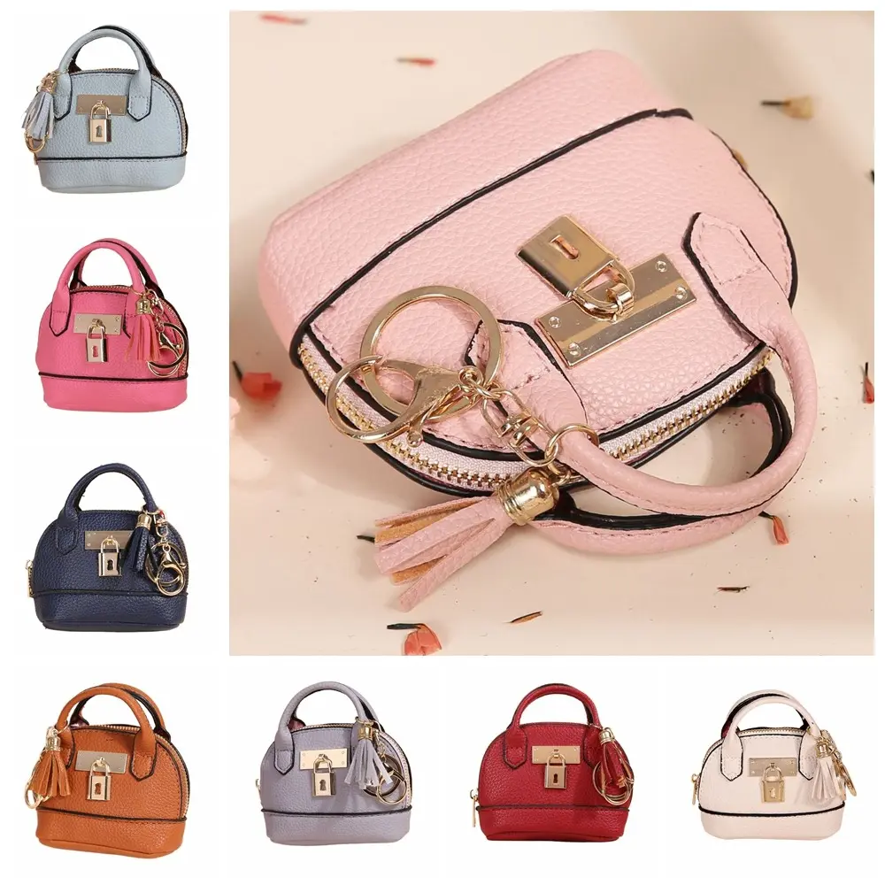High Grade With Keychain Mini Headphone Bag Coin Purse Mini Handbag Leather Coin Bag Pendant Small Mini Handbag Keychain Girls Gift