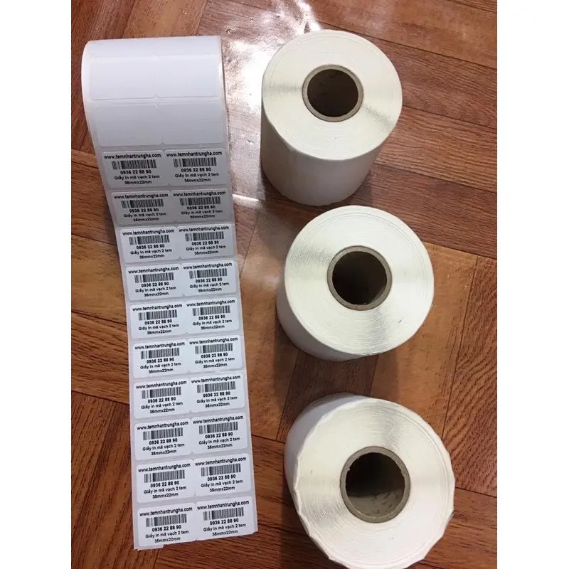SET 3 CUỘN tem nhiệt, giấy in mã vạch khổ 2 tem 70x22mm 3