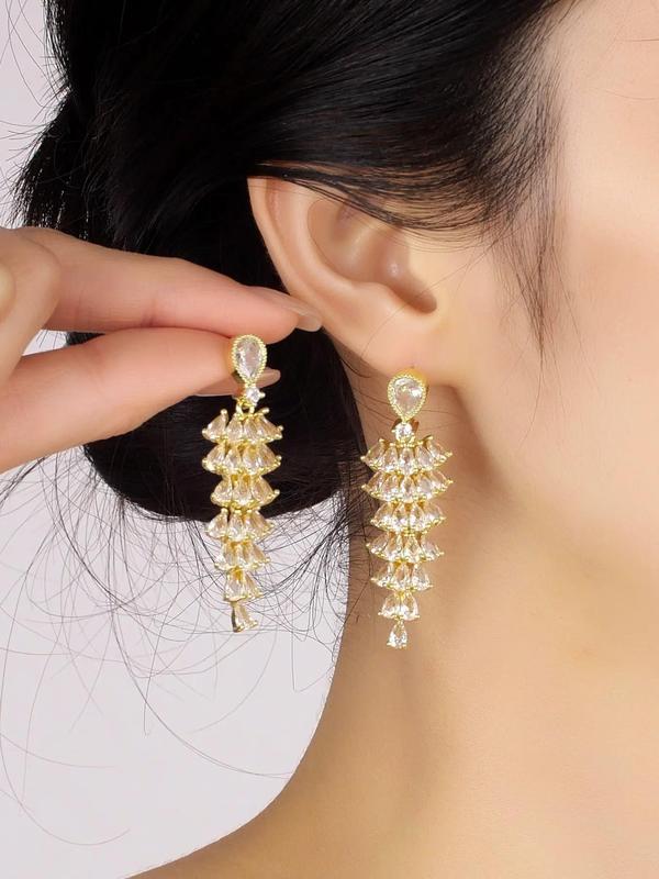 Women's Elegant Artificial Crystal Decor Dangle Earrings, Exquisite Trendy Drop Earrings, Fashionable Jewelry for Women for Daily & Party Decoration 4