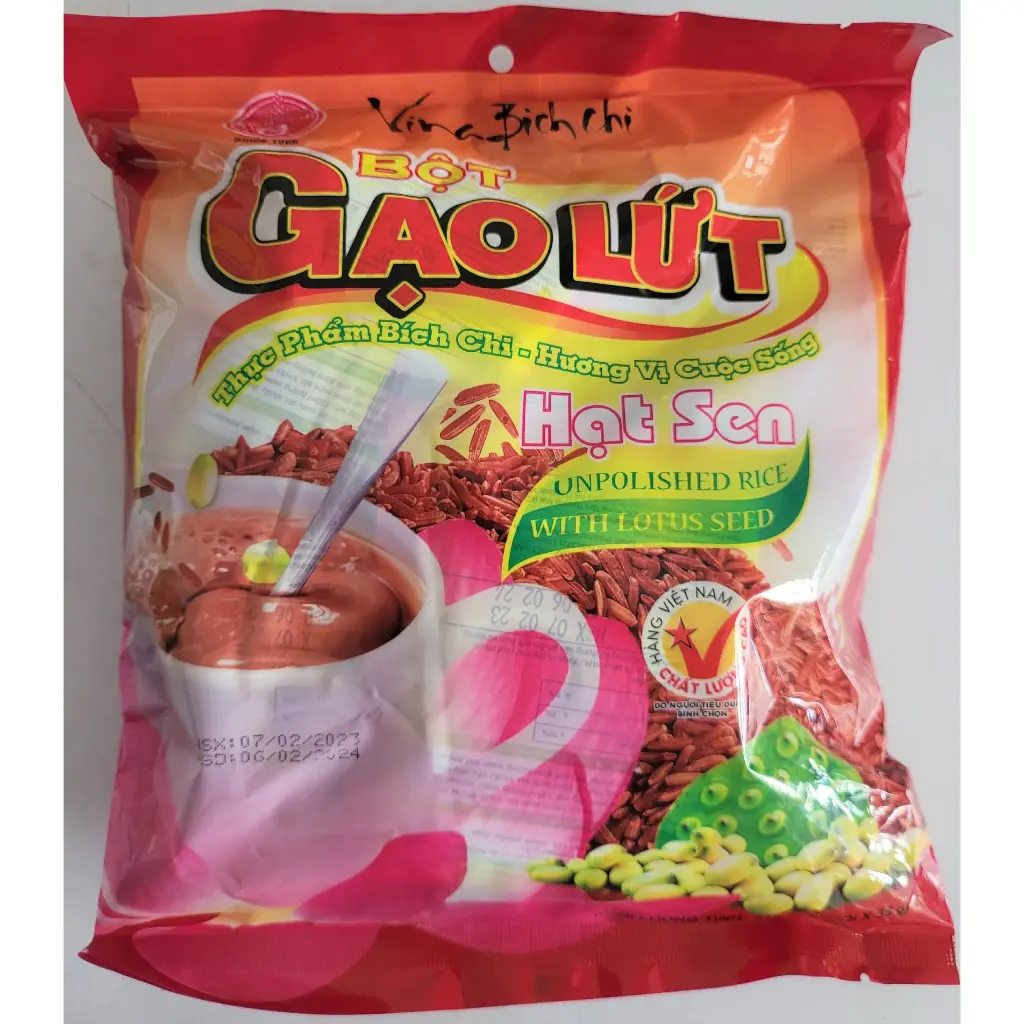 (Túi CÓ ĐƯỜNG 350g) BỘT GẠO LỨT HẠT SEN BÍCH CHI Unpolished Rice Powder Lotus Seed