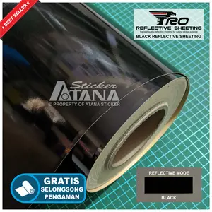 Bahan Stiker Cutting Hitam Skotlet Reflektif Fosfor Black Pro Reflective Sheeting Prolite Nyala Printing Sticker Material Scotchlite Scolite Scotlet Sechotlite Memantulkan Cahaya Flash Malam Hari Mata Kucing Mesin Plotter Oracal Oralite 3M Kiwalite Asahi