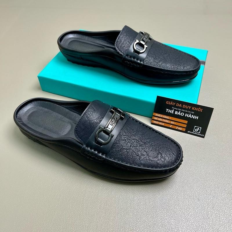 Giày Sục Nam Da Nhám Đế Caosu Khâu May Gầm Đế DéP Shoes