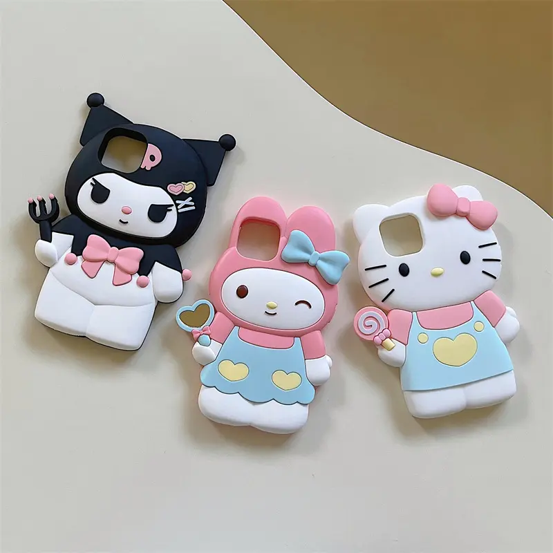 Ốp Điện Thoại Dễ Thương, Thiết Kế Kuromi 3D Kawaii, Hello Kitty, Mymelody, Tương Thích Với iPhone 14 13 12 11 15 Pro Max XR XS MAX X, Ốp Lưng Silicon 5
