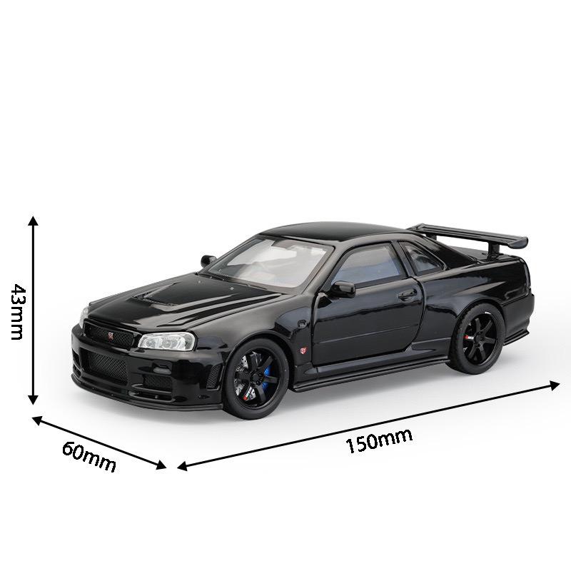 Product Introduction of 1:32 Scale Nissan GTR R34 Alloy Car Model Diecast Car Sound Light Car Lovers Collection Kids Birthday Gift Metal Boys Toys 7