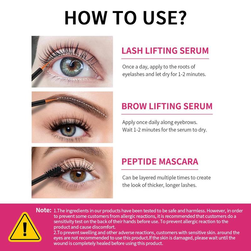 Product Introduction of Eyebrow & Eyelash Cosmetic Set, Brow Lash Hydrating Lifting Serum & Waterproof Long-lasting Mascara, Natural Lengthening Effect, Makeup 8
