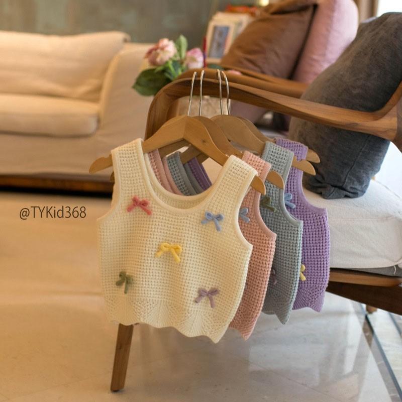 [Tiểu Yến KID] A368-Áo gile len bé gái, gile len phối nơ 2 màu