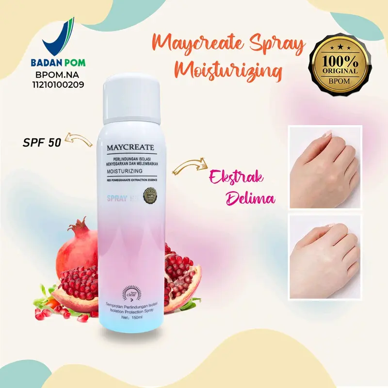 [READY BPOM&CHINA] MAYCREATE MOISTURIZING SPRAY ORIGINAL 100% /maycreate moist whitening / May create whitening / maycreate spray / mycreate whitening / may create whitening spray / lotion tone up / lifusha mqy create whitening spray / pemutih instan 2