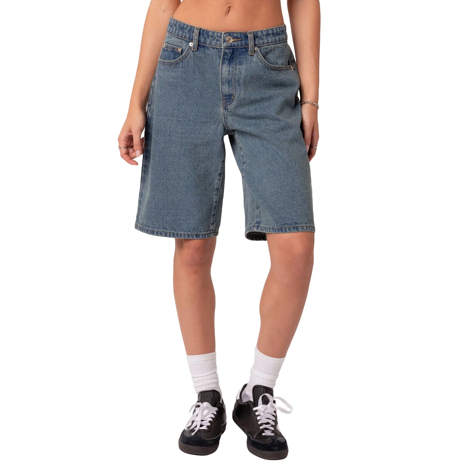 Women Denim Shorts, Low Waist Solid Summer Casual Shorts Streetwear for Daily Date Cotton Jeans