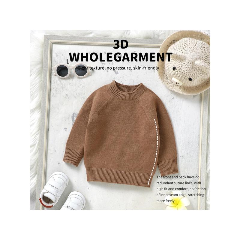 Product Introduction of Toddler Autumn Winter Knit Sweaters Long Sleeve Round Neck Solid Color Knitwears 45