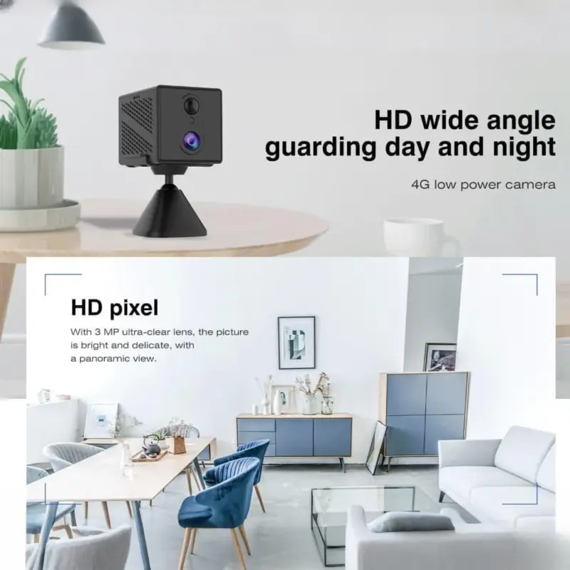 3MP WiFi Security Camera with AI Human Detection, 2000mAh Battery, APP Remote Control, Auto Wake-Up, 1296P HD, Night Vision, 2-Way Audio, Cloud/TF Storage, 2.4G WiFi, Instant Alerts, Custom Zones