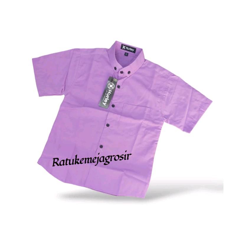 KEMEJA POLOS AYAH DAN ANAK PREMIUM 3-14 TAHUN WARNA UNGU LAVENDER W Baju 2