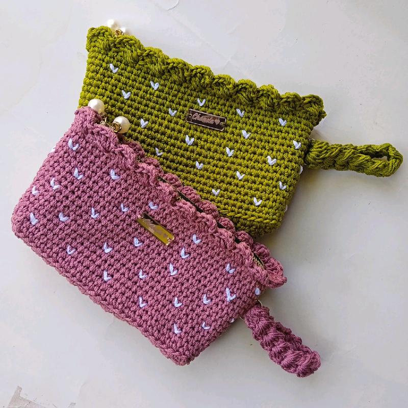 dompet rajut dua ruang , pouch rajut , dompet hp , clutch rajut Wanita 2