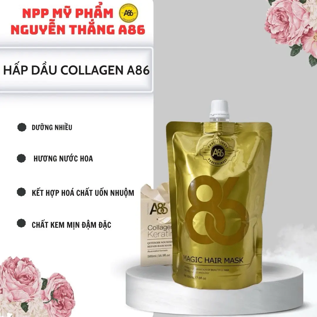 Dầu Xả Collagen Tươi dang tui A86 Phục Hồi Tóc Hư Tổn Khô Sơ Hấp Ủ Tóc Hư Tổn 500ml - Chăm Sóc Tóc Chăm Sóc Tóc dưỡng tóc