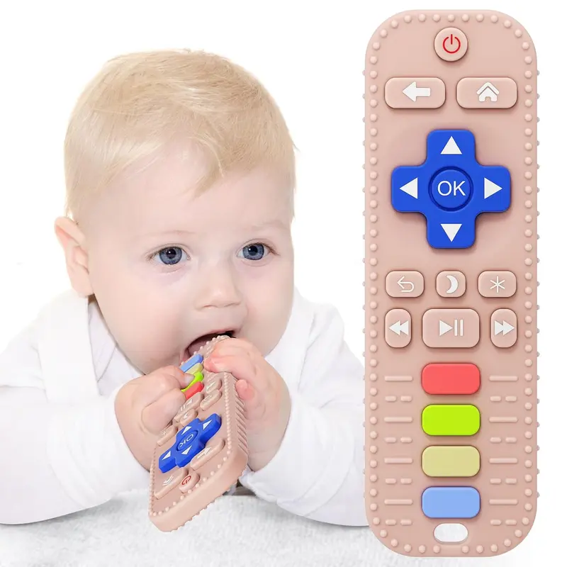Remote Control Shaped Silicone Teether, 1 Count Baby Teething Toy, Sensory Toy for Babies, Toddler Infant Newborn Toys, Baby Gifts for Boys Girls, Christmas Gift 7