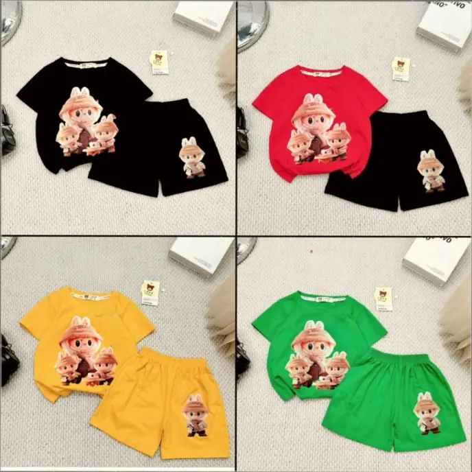 combo 4 bộ labubu in hình sắc nét cho bé trai và gái