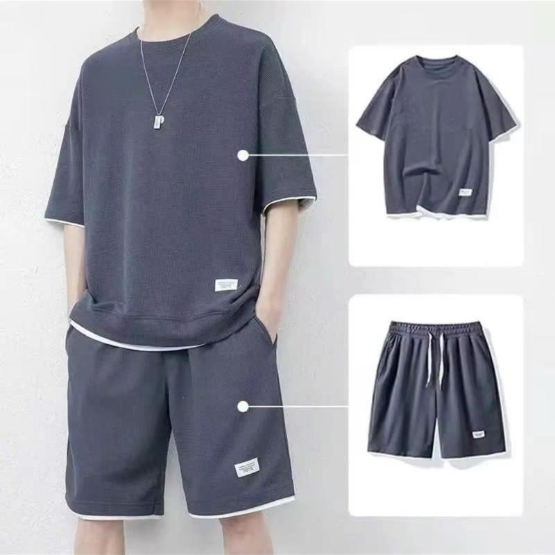   MÃ 01  Bộ Quần Áo Cộc Nam Nữ Mùa Hè phom rộng Chất Vải Tổ Ong Mềm Nhẹ Phối Layer Co Dãn 4 Chiều. 