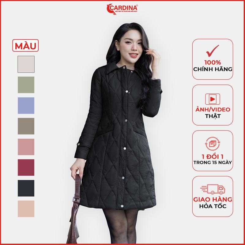 Áo khoác phao nữ CARDINA trần trám dáng lỡ chất liệu cao cấp chống thấm phom dáng trẻ trung năng động 3PDF05 Women Voi Jacket Top