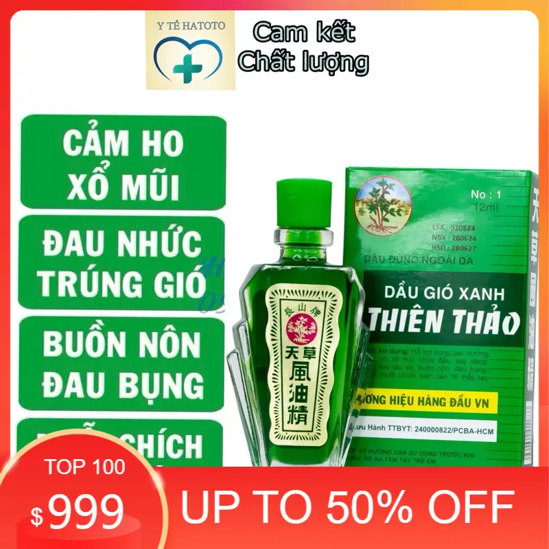 Dầu gió xanh Thiên Thảo 12ml Trường Sơn dùng hỗ trợ trong trường hợp cảm, ho, sổ mũi, nhức đầu Y TẾ HATOTO