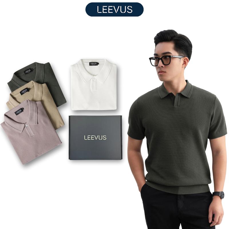 [TẶNG HỘP CHO ĐƠN TỪ 499K] Áo polo LEN DỆT KIM GATA KNIT cao cấp, kiểu dáng classic Hàn Quốc sang trọng - LEEVUS APL332 Menswear Nam Shirt Có Cổ Nhung Ong áo  len