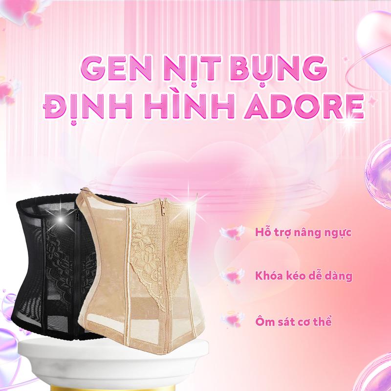 [ADORE x LIVE] Đai Nịt Bụng ADORE, Gen Nịt Bụng Định Hình Co Giãn Chất Ren Mặc Thoải Mái, Không Lộ Viền Có Khóa Kéo Ở Giữa Women Nữ