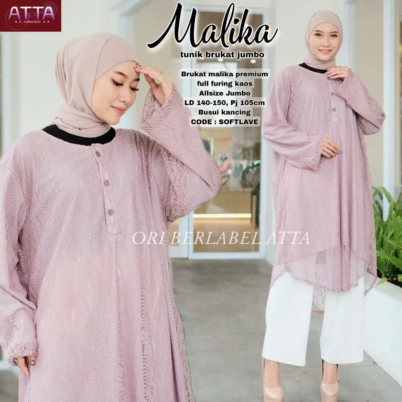 TUNIK BRUKAT JUMBO KEKINIAN VIRAL MALIKA LD140 - LD150 ATASAN WANITA BROKLAT BAJU KONDANGAN / PESTA MUAT BB80 - BB100 / BB120 KG