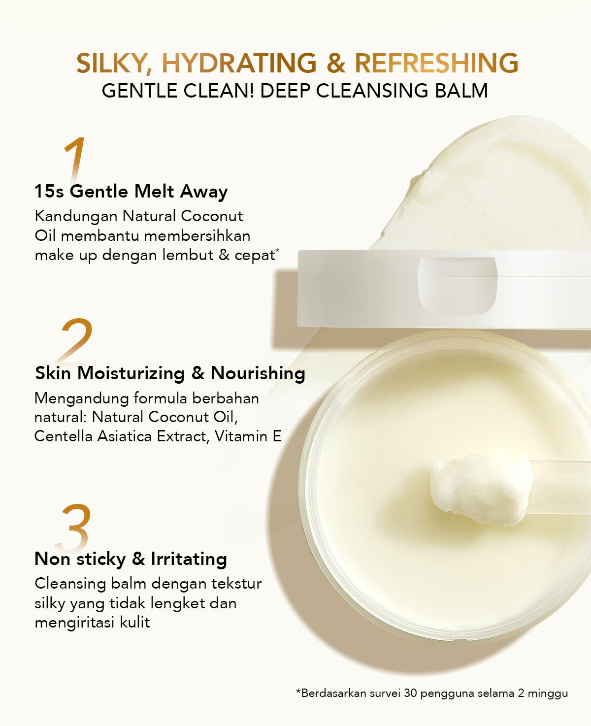 YOU Cleansing Balm Gentle Clean! Pembersih Makeup Deep Cleansing Balm Oil Make Up Remover All Skin Type Face Cleanser Wajah Removal Muka Cleaning Acid Balm Pembersih Makeup Waterproof, Non comedogenic