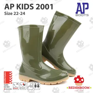 Sepatu Boot Anak AP 2001 AP Boots Hijau Karet Lokal Anti Air Slip Ringan Nyaman Kuat