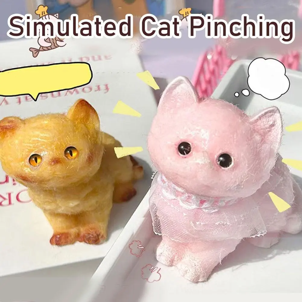 Cute Simulated Cat Squishy Squeezing Toys TPR  Venting Emotions Decompression Funny Toy