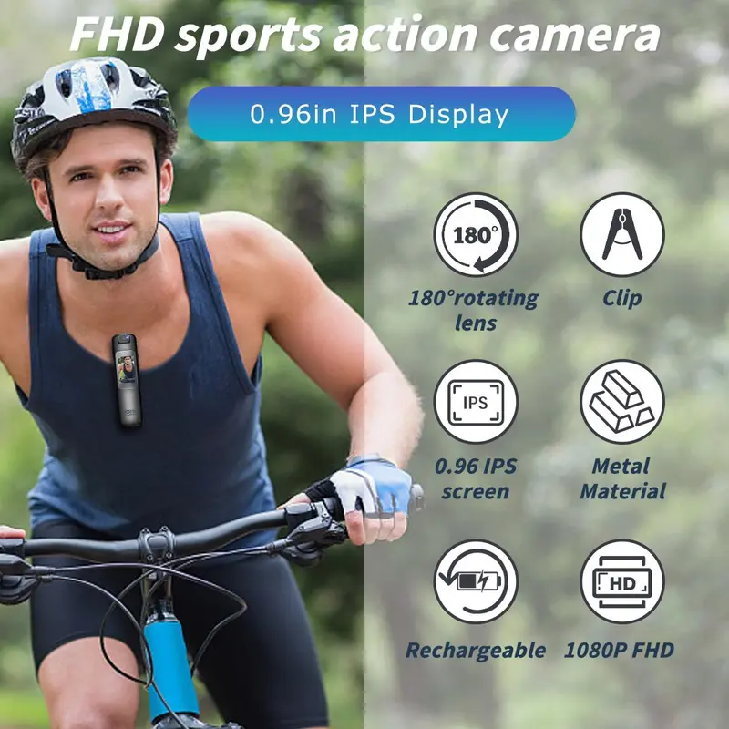 1080P HD Loop Recording Action Camera, metallic Body & Easy Clip Action Camera, Sports Camera for Beginners & Teens 3