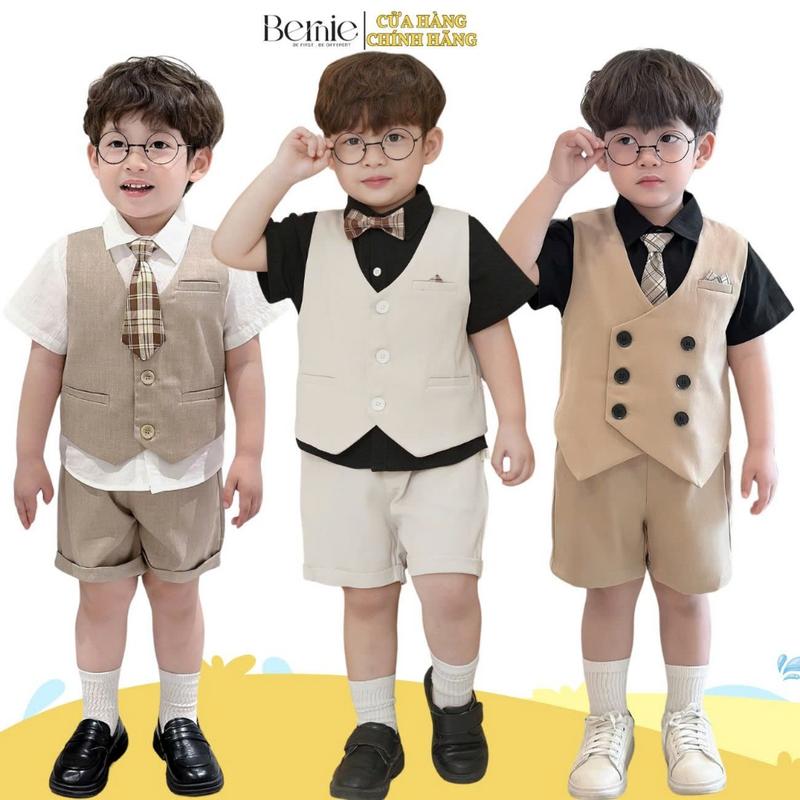 Set vest công tử gile phong cách hàn quốc tổng hợp nhiều mẫu cho bé trai 1 đến 7 tuổi Bernie